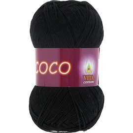 Пряжа Vita-cotton "Coco" 3852 Черный  100% мерсеризованный хлопок 240 м 50гр